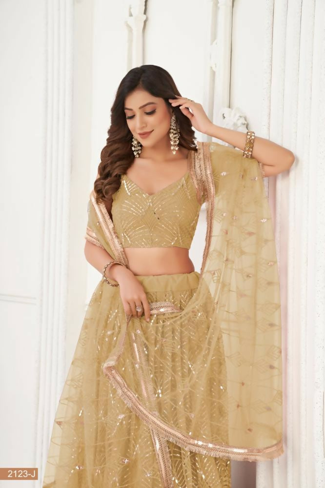 Chiku Butterfly Net Lehenga with Mirror and Tone-to-Tone Embroidery