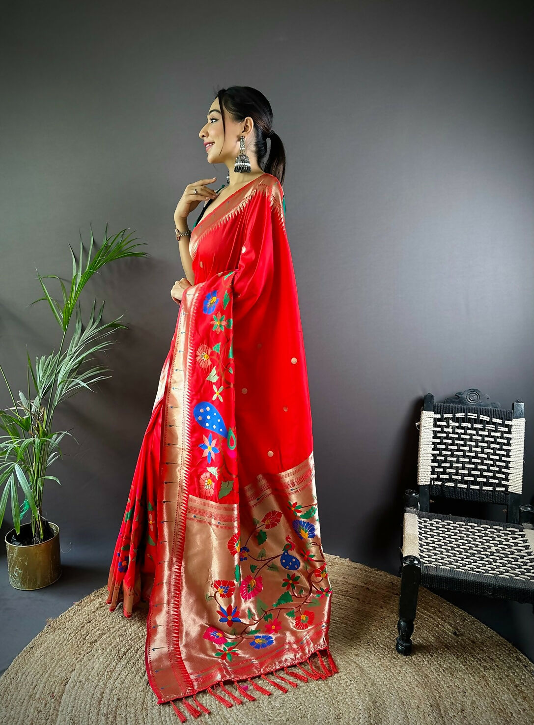 Green Paithani Silk Saree with Traditional Motifs