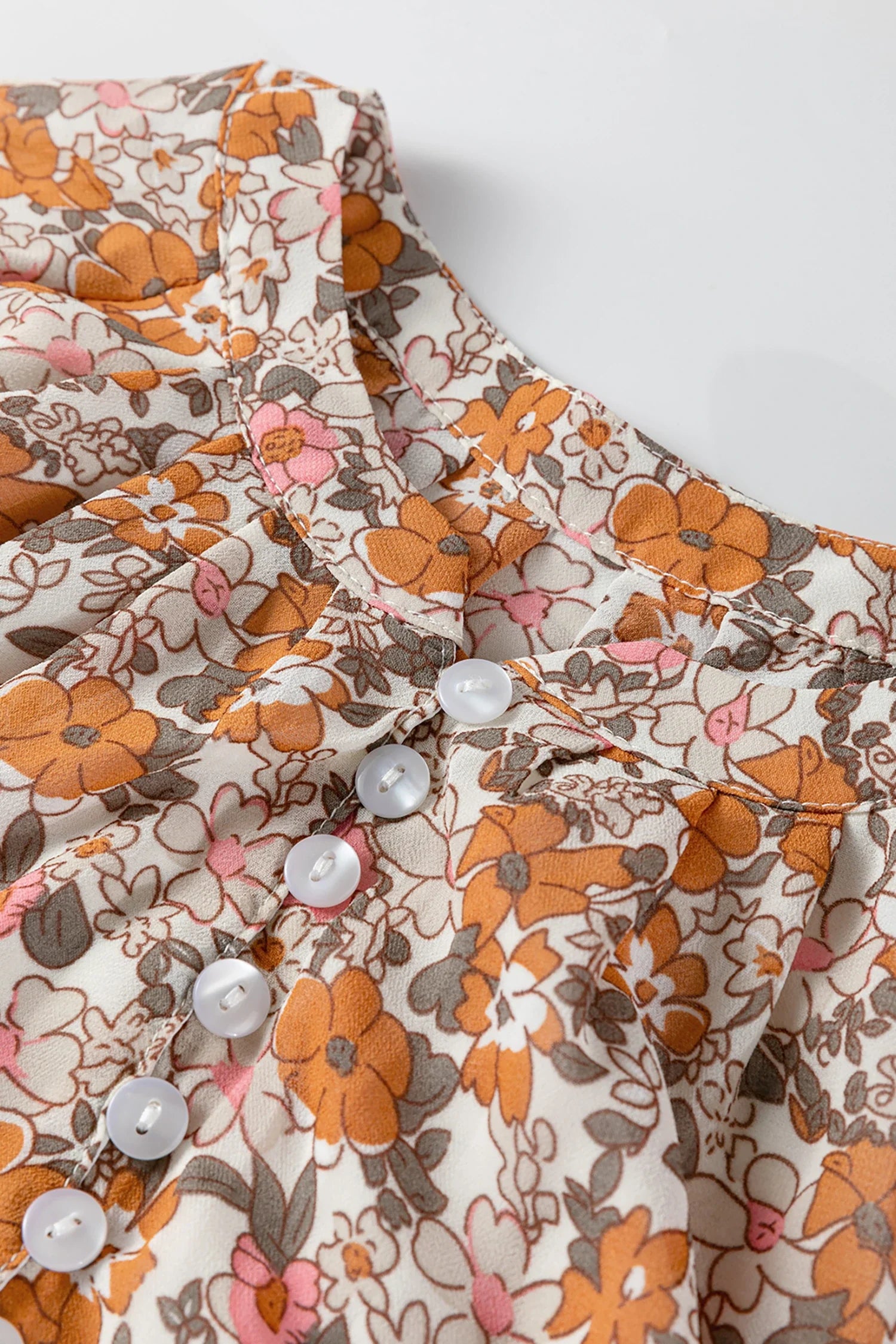 Floral Puff Sleeve Button-Down Shirt