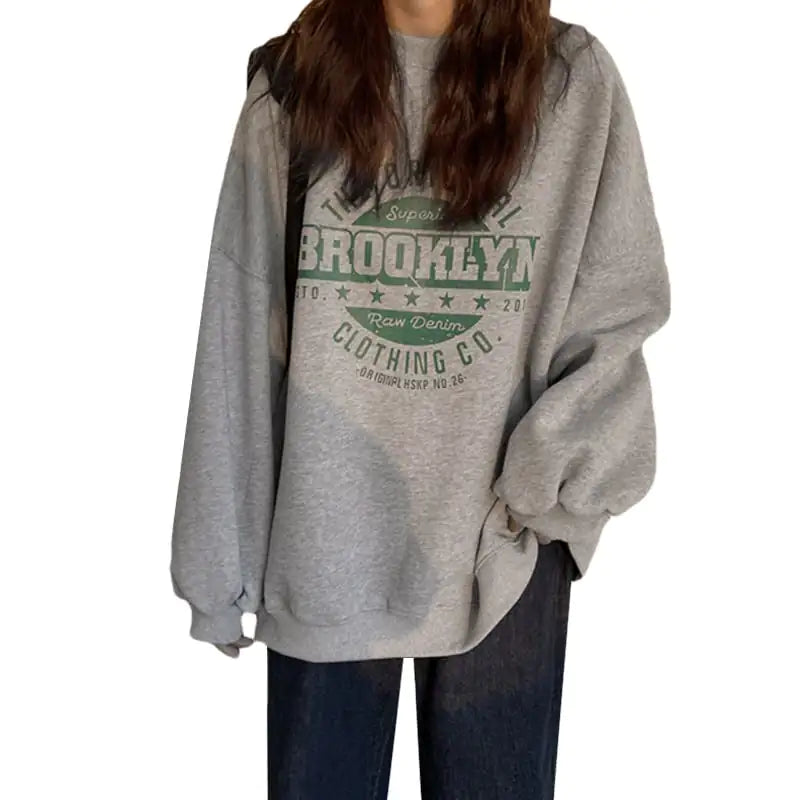 Women's Oversized Graphic Brooklyn Sweatshirt Long Sleeve Pullover - Image 17