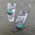 Retro Geometric Carved Pendant Earrings Turquoise Ear Jewelry