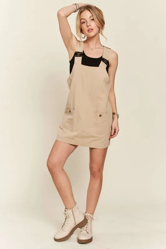 Adjustable Wide Strap Square Neck Overall Dress for Women