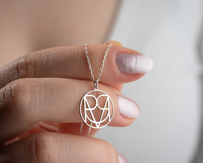 Customized Intertwined Initial Monogram Necklace Minimalist Jewelry