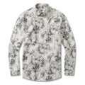 A long sleeve cotton Hawaiian shirt featuring an ink painting of mountain landscapes.