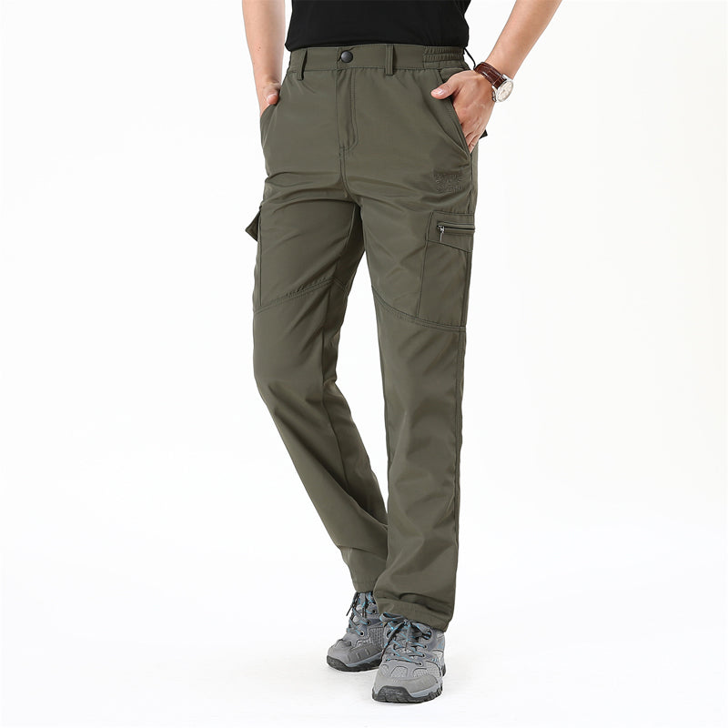 All Seasons Men's Solid Cargo Pants for Outdoor Use