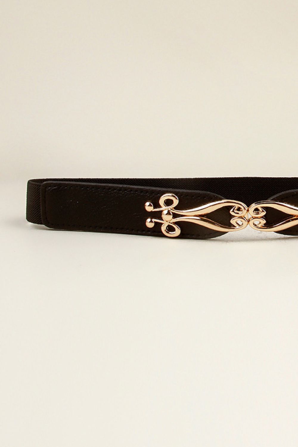 Alloy Buckle Elastic Belt | Durable PU in Navy & Gold