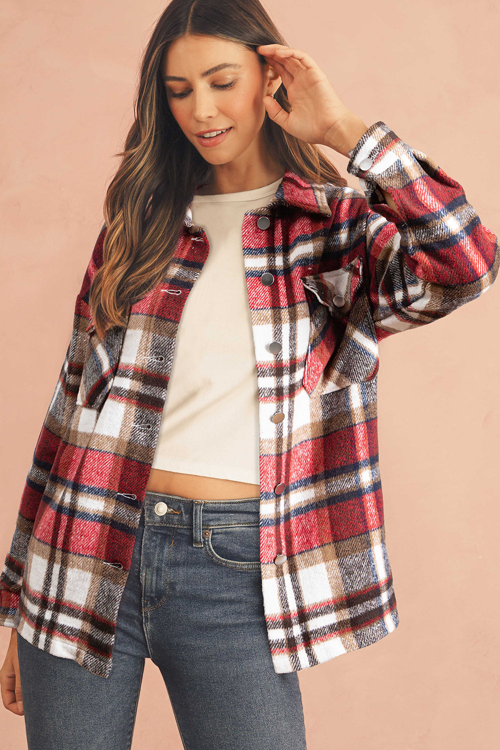 Brown Plaid Flannel Shacket | Button-Up Long Sleeve