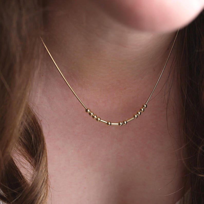 Customized Morse Code Bead Necklace Minimalist Secret Message