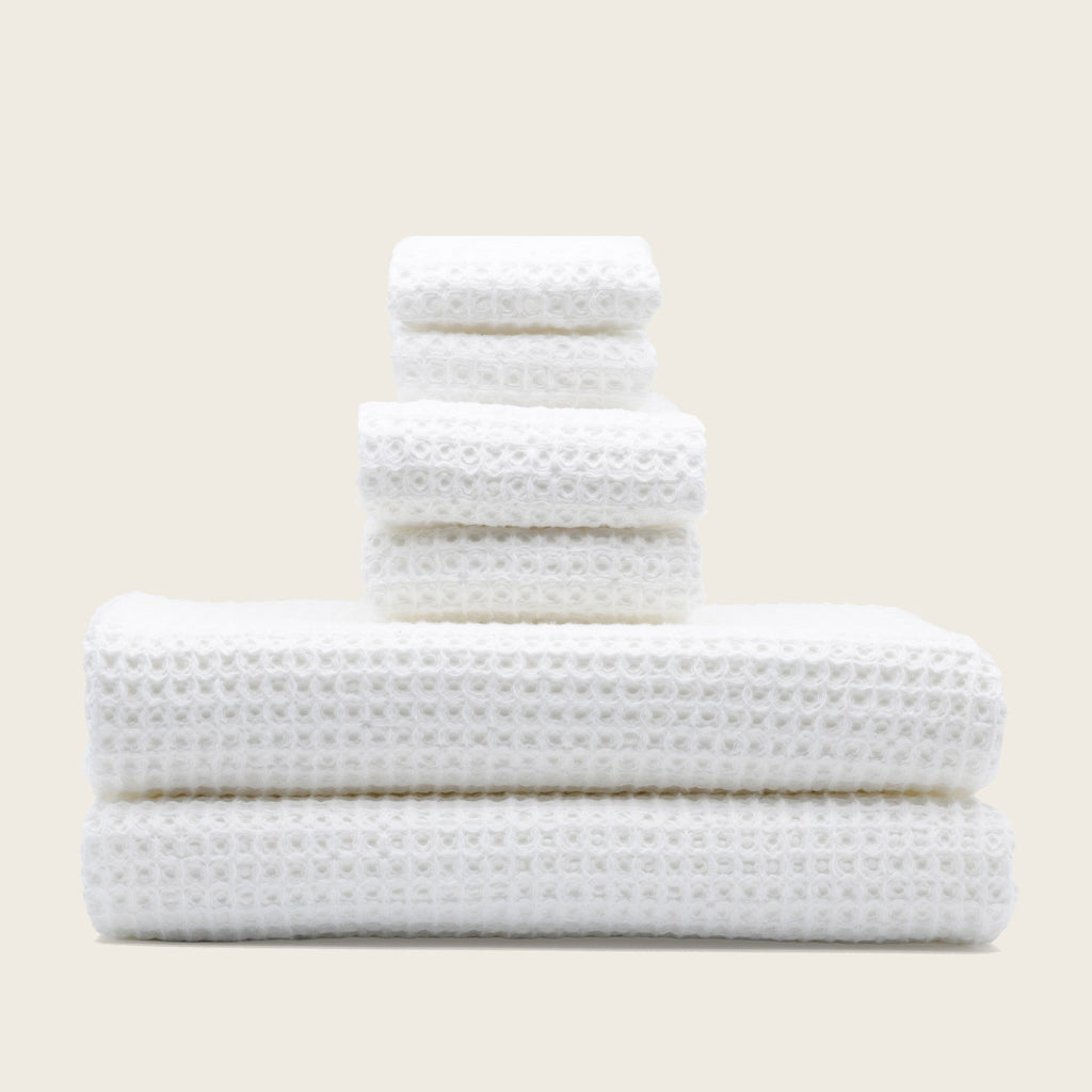 Sedona White Cotton Waffle Weave Bath Towel - Image 9
