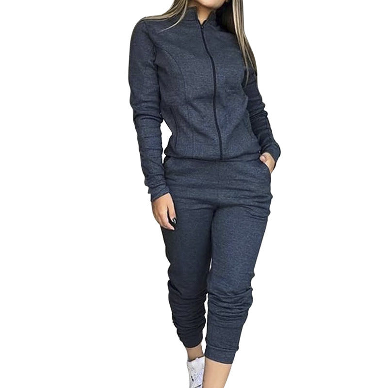 Women's Casual Two-Piece Zip-Up Jacket and Jogger Pant Set - Image 4