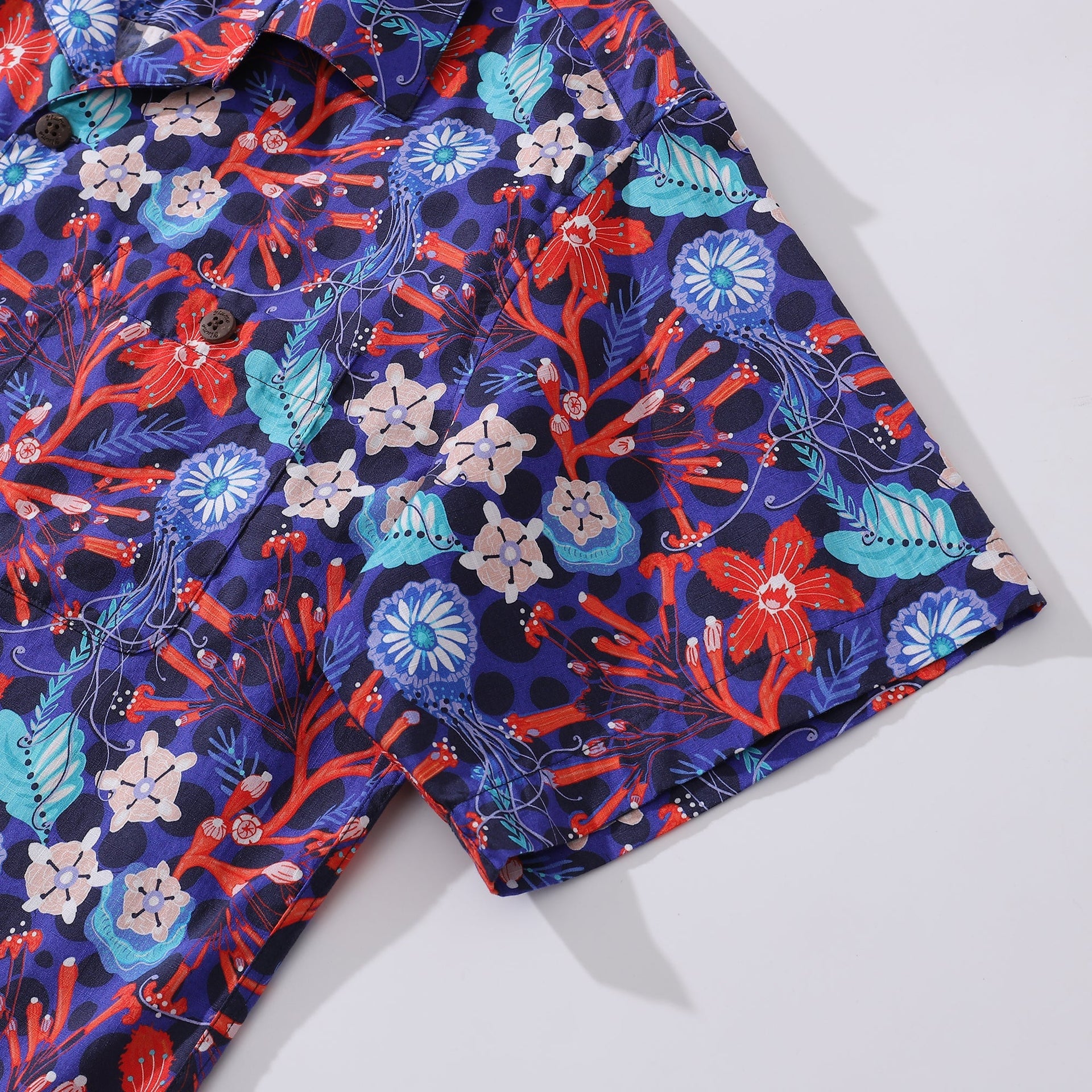 Men's The Big Dive Floral Print Camp Collar Cotton Shirt