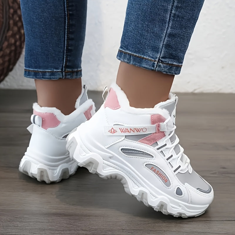 Cozy Fleece Lined Nonslip Striped Sports Shoes