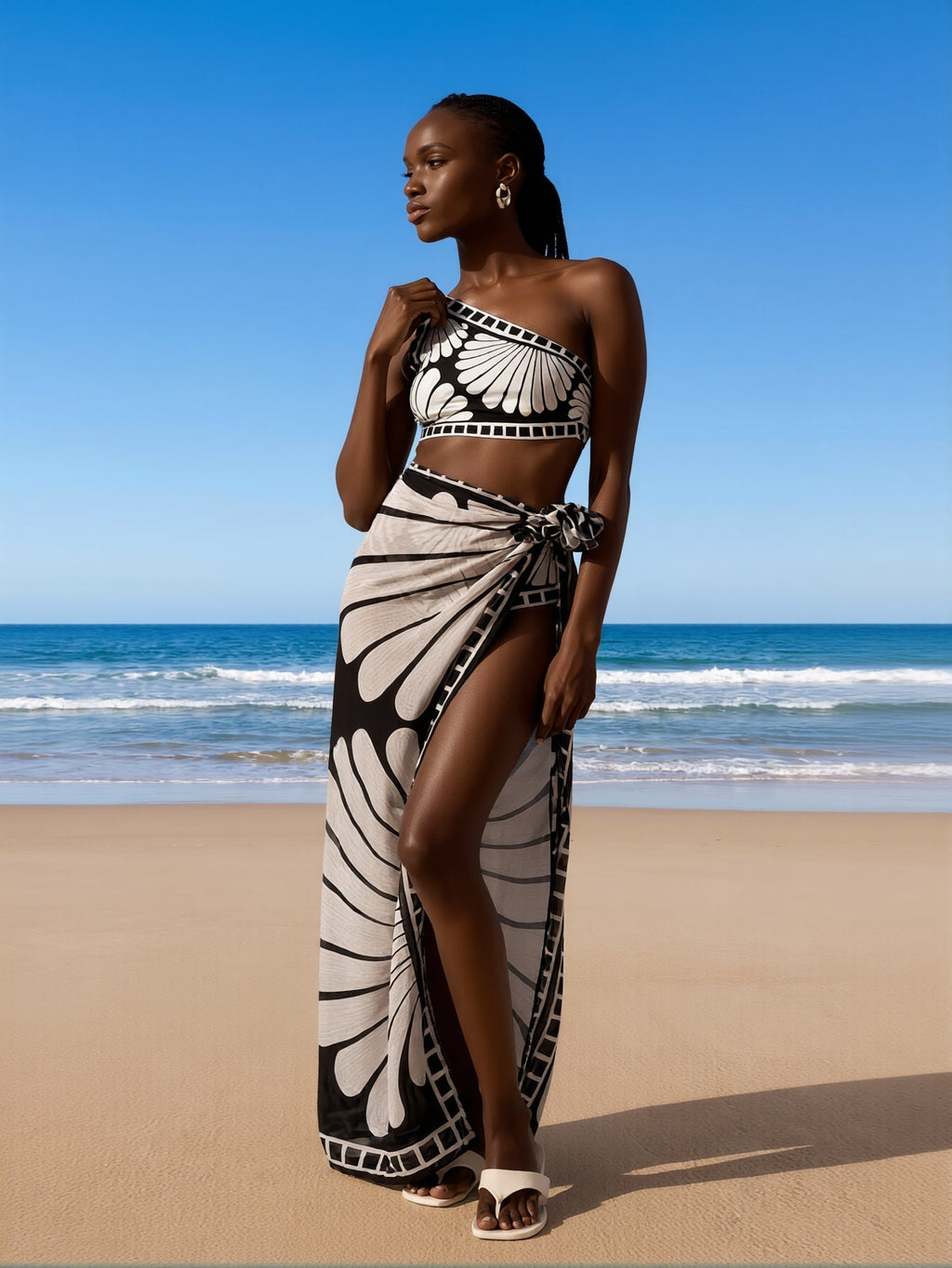 Women's High-Neck Swimsuit with Built-In Shelf Bra