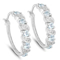 1.08 Carat Genuine Aquamarine and White Topaz .925 Sterling Silver Earrings