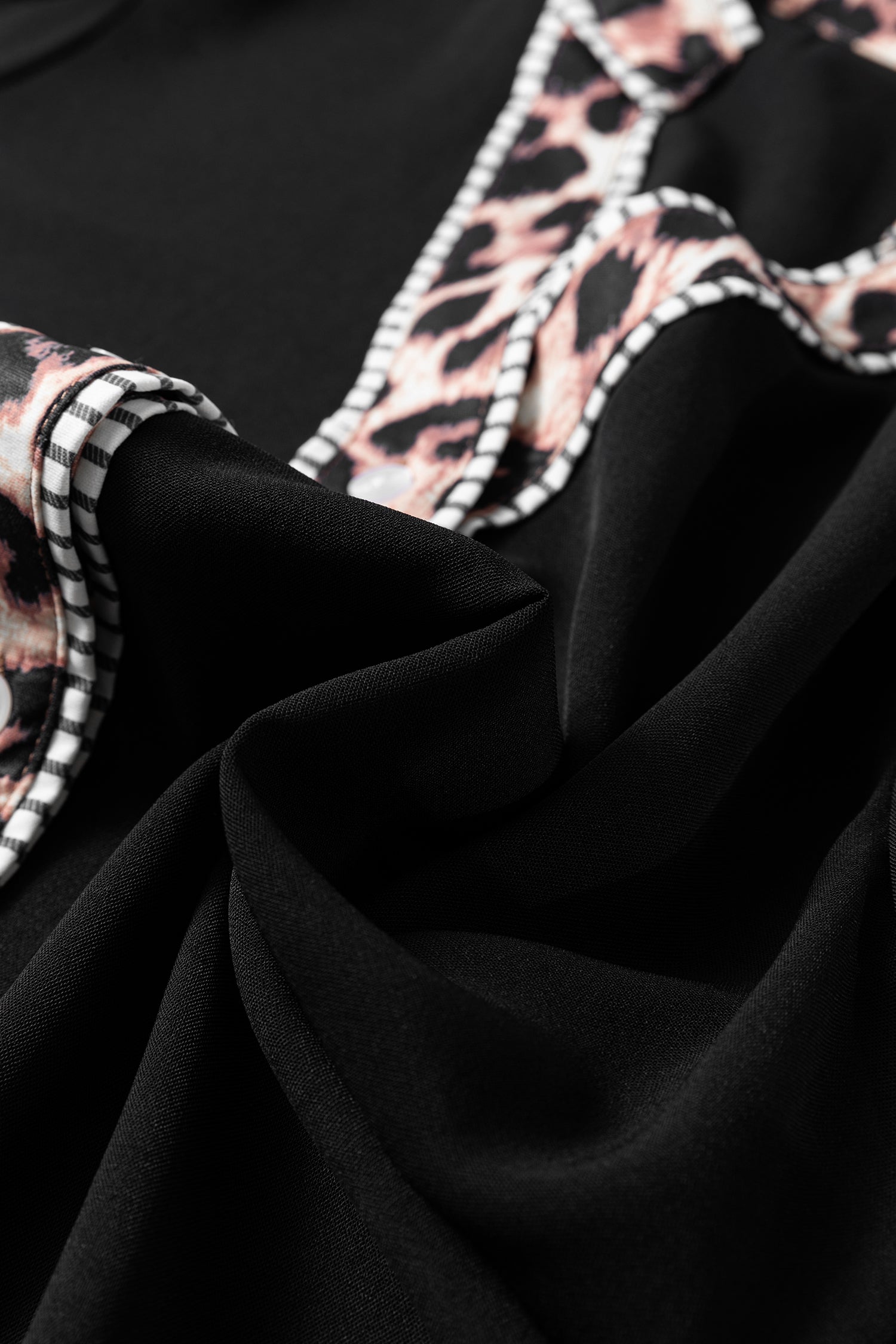 V-Neck Puff Sleeve Button Down Shirt | Contrast Stripe