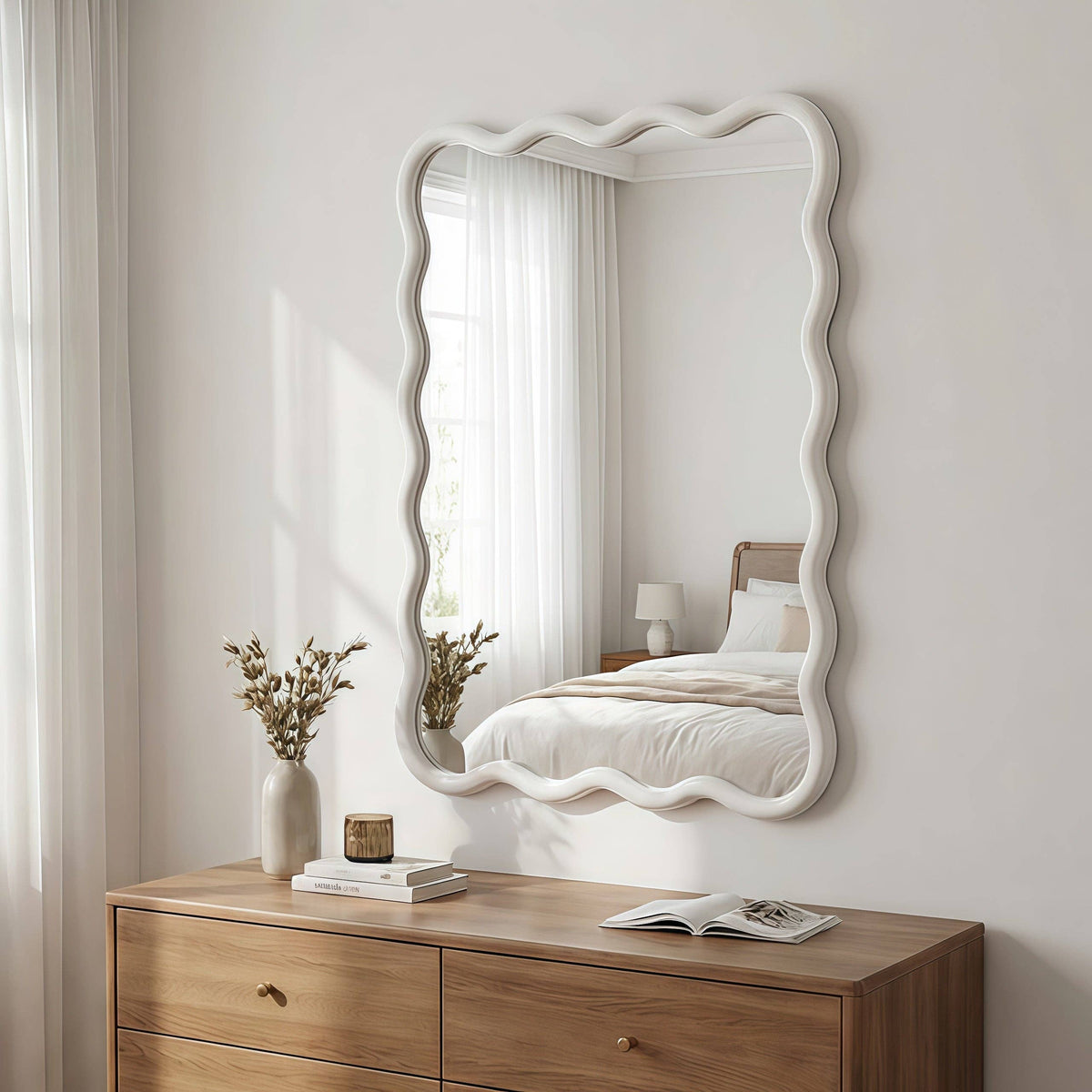 Wavy Solid Wood Wall Mirror – 20" x 30"