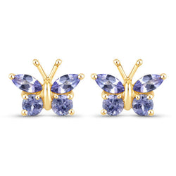 0.60 Carat Genuine Tanzanite .925 Sterling Silver Earrings