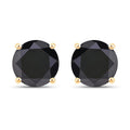 4.91 Carat Genuine Black Diamond 14K Yellow Gold Earrings