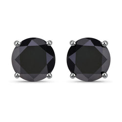 3.08 Carat Genuine Black Diamond 14K White Gold Earrings