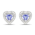 1.20 Carat Genuine Tanzanite & White Diamond .925 Sterling Silver Earrings