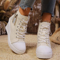 Women's Canvas Wedge Platform Lace-Up Sneakers Urban Style