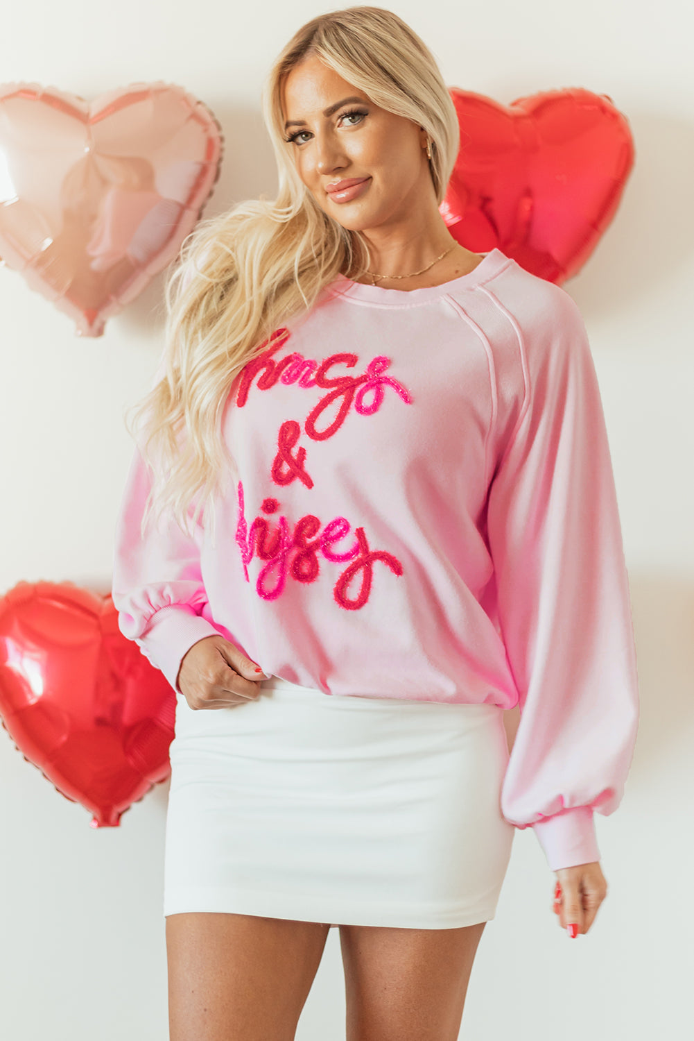 Emery Embroidered Raglan Sleeve Sweatshirt