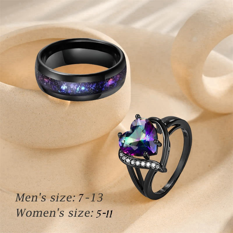 Lodi Cross-Border Supply European And American Fashion Rings Peach Heart-Shaped Super Flash Diamond Colorful Zircon Ring Ring Manufacturer