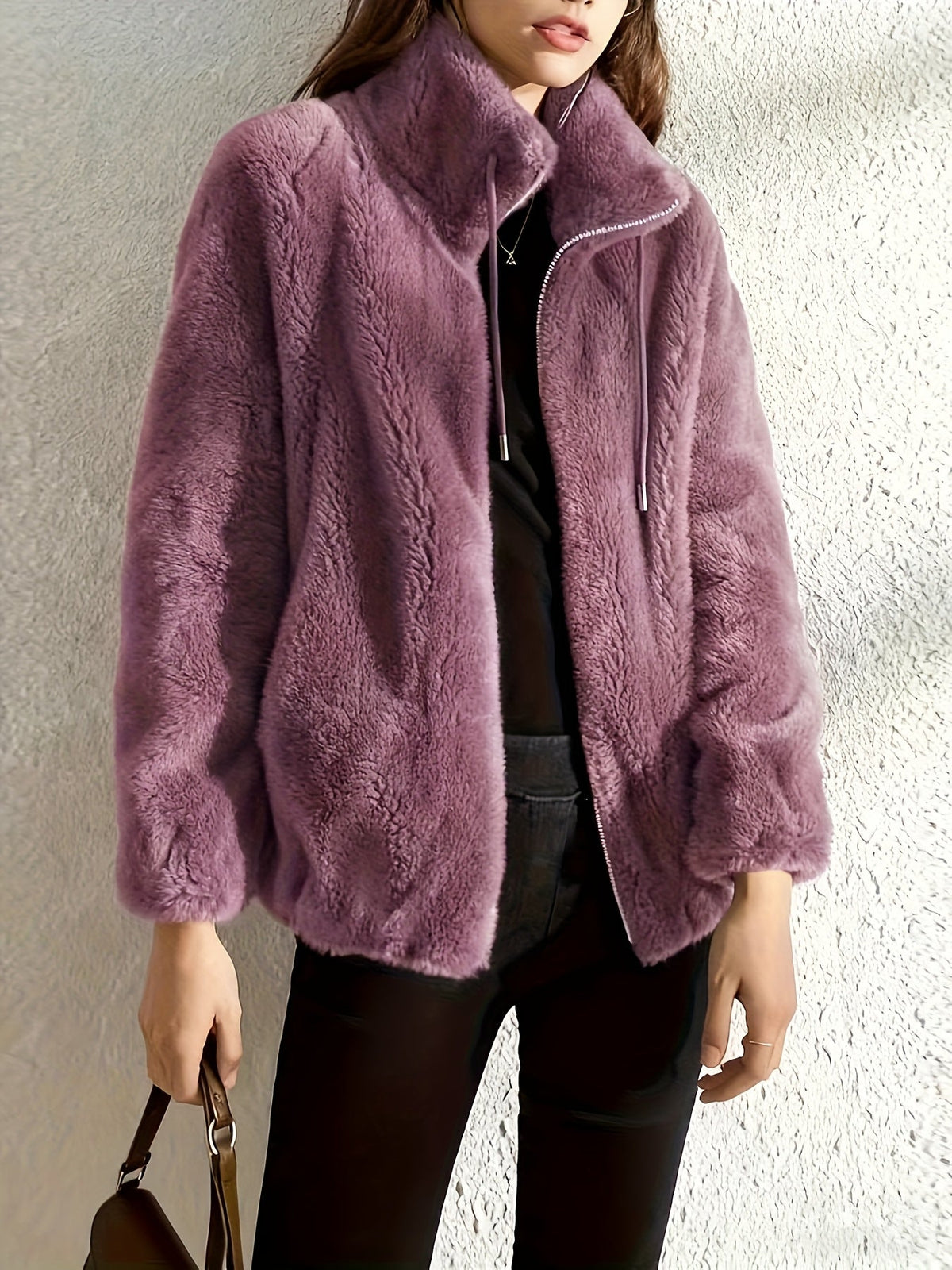 Plus Size Coral Velvet Furry Fleece Jacket