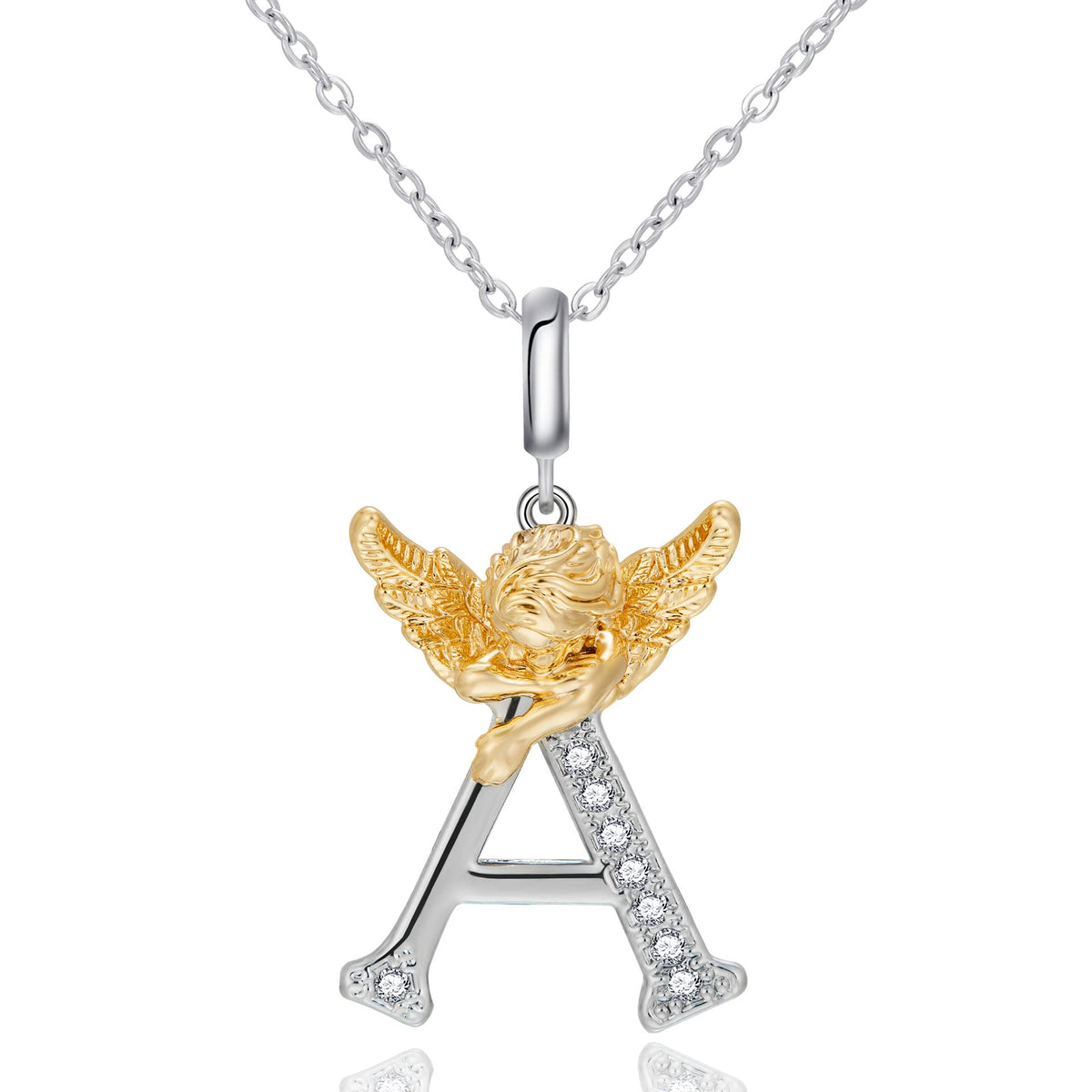 New Copper-plated White-gold Letter Pendant Mens And Womens Stainless Steel O-shaped Necklace