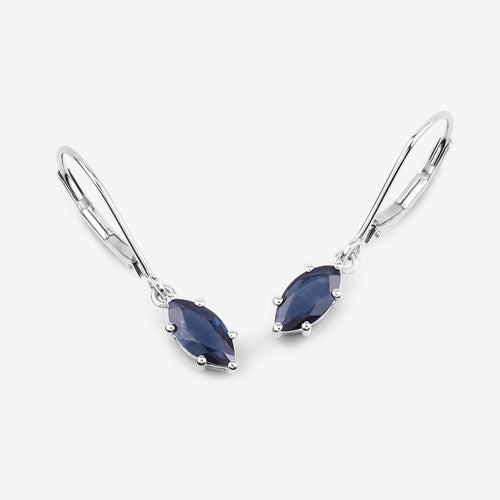 1.20 Carat Genuine Blue Sapphire 10K White Gold Earrings