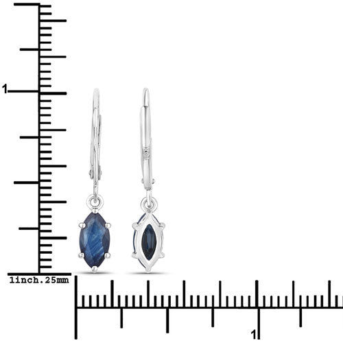 1.20 Carat Genuine Blue Sapphire 10K White Gold Earrings