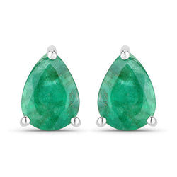 0.70 Carat Genuine Zambian Emerald 10K White Gold Earrings