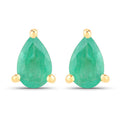 0.70 Carat Genuine Zambian Emerald 10K Yellow Gold Earrings