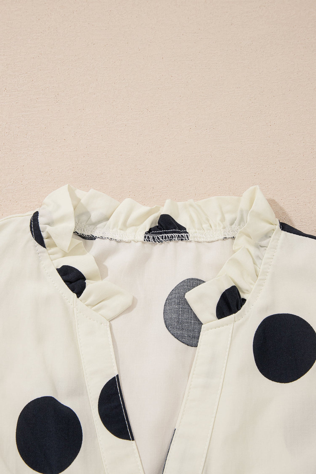 Jane Polka Dot V-Neck Shift Blouse with Ruffle Sleeves