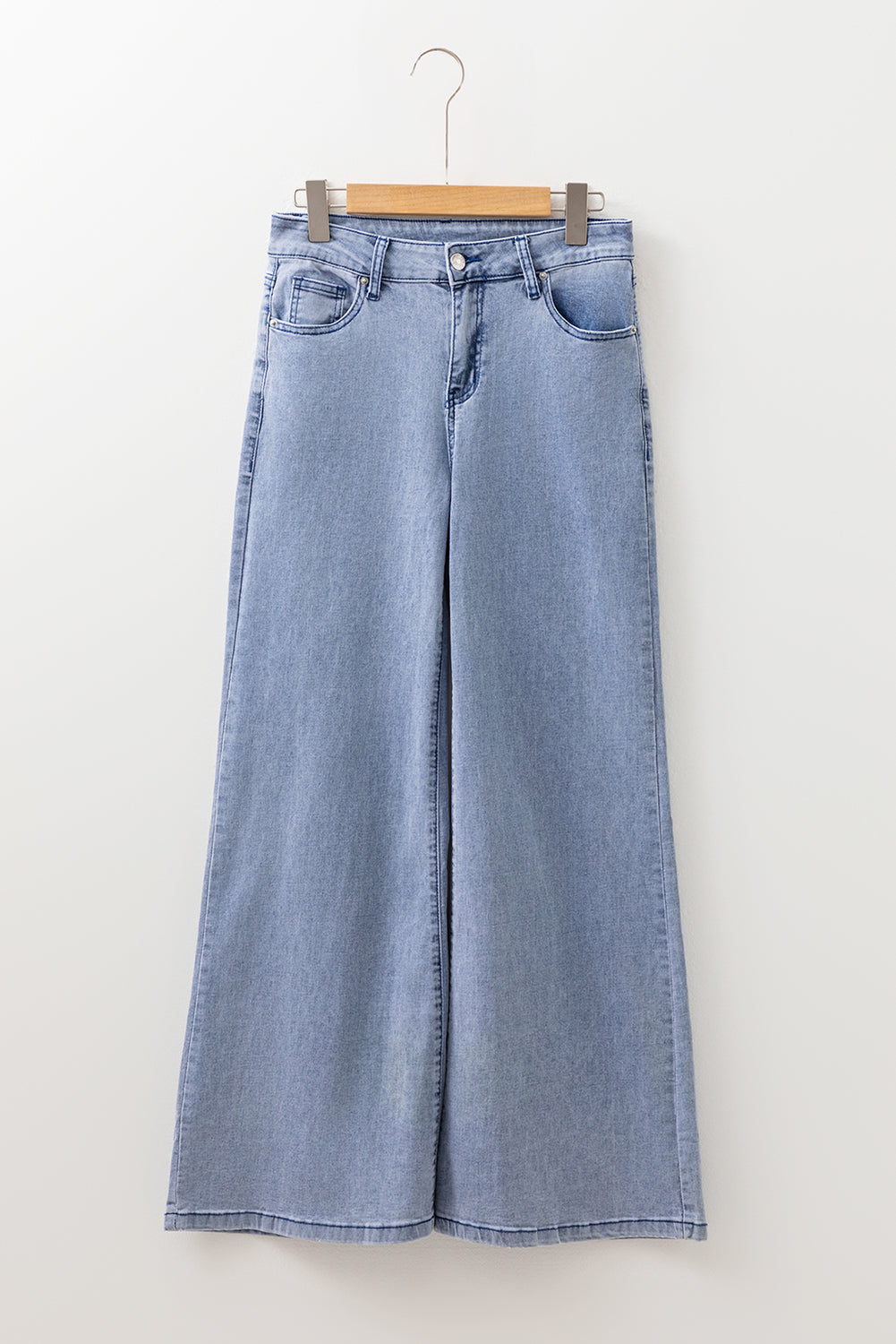 Dirty blue High Waist Button Zip Fly Bell Bottom Jeans