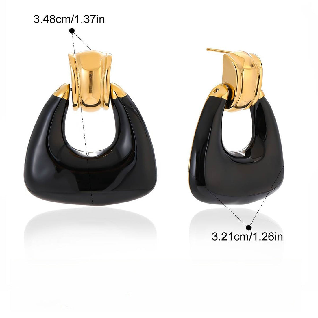 18K Gold Lightweight Enamel Stud Earrings Textured Luxury