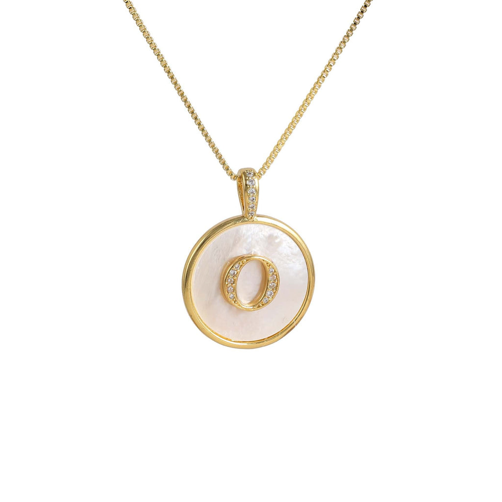 Gold Shell Initial Pendant Necklace Personalized Alphabet Charm