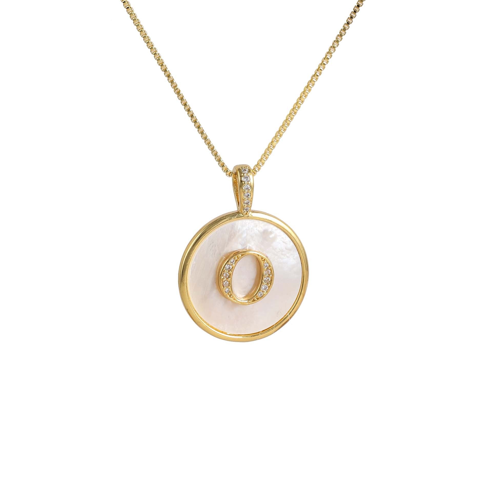 Gold Shell Initial Pendant Necklace Personalized Alphabet Charm
