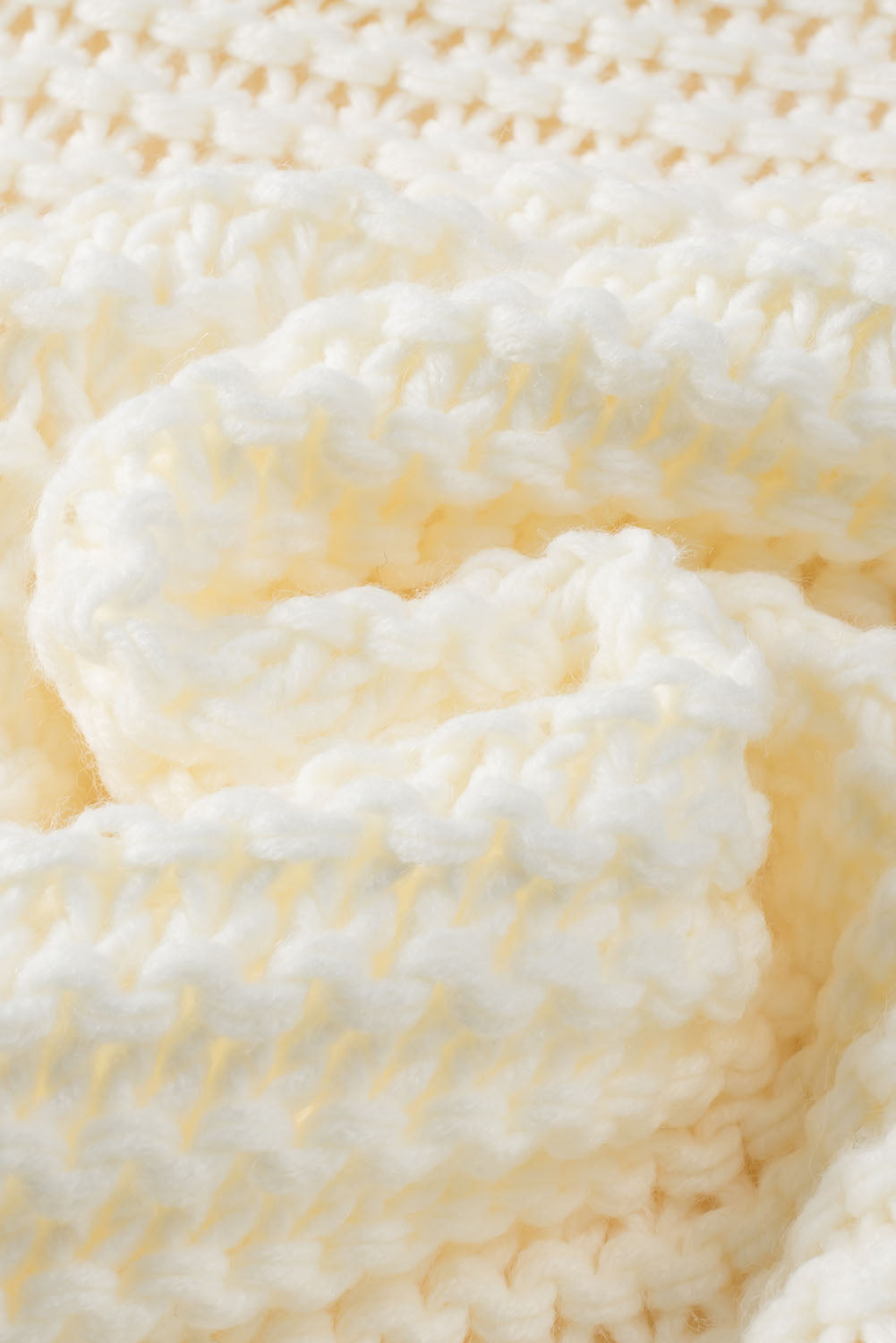Women's Cream Chunky Knit Open Front Puff Sleeve Cardigan - Image 4