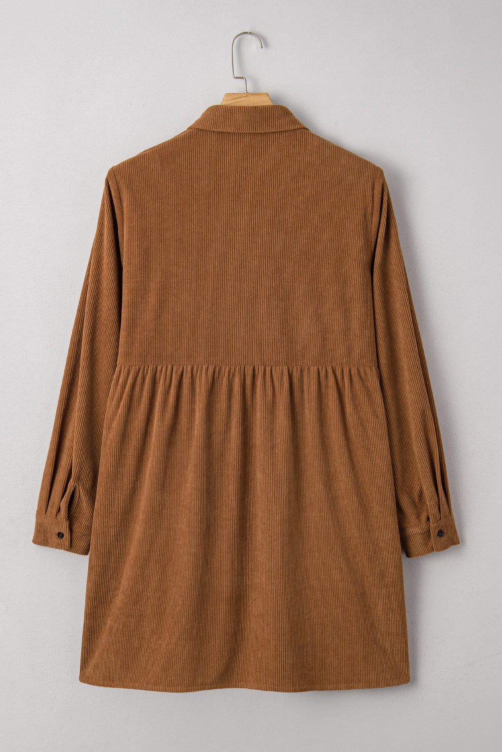 Plus Size Corduroy Button-Up Collared Shirt Dress