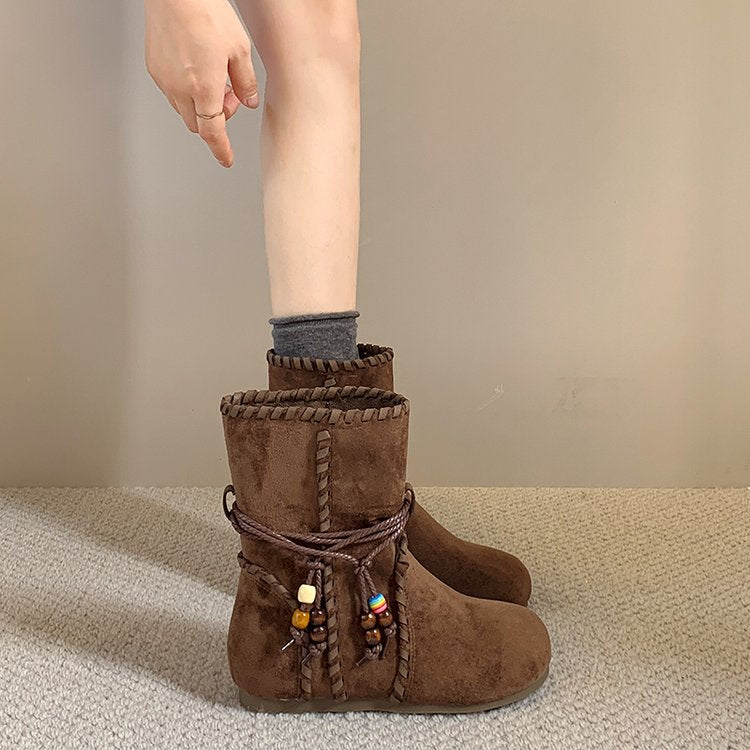 Women's Vintage Tassel Suede Ankle Boots – Invisible Heightening Slim-Fit