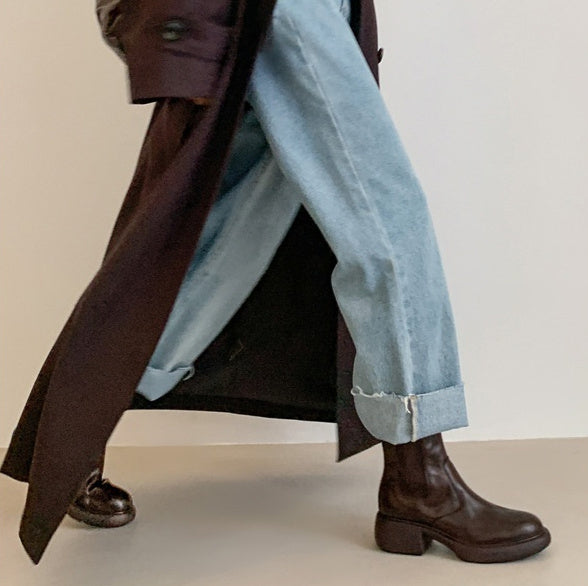 Women’s British-Style Chunky Heel Ankle Boots – Dr. Style Leather Booties for Fall & Winter