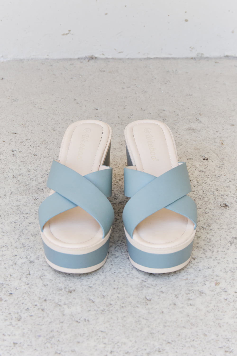 Weeboo Cherish Contrast Platform Sandals Misty Blue
