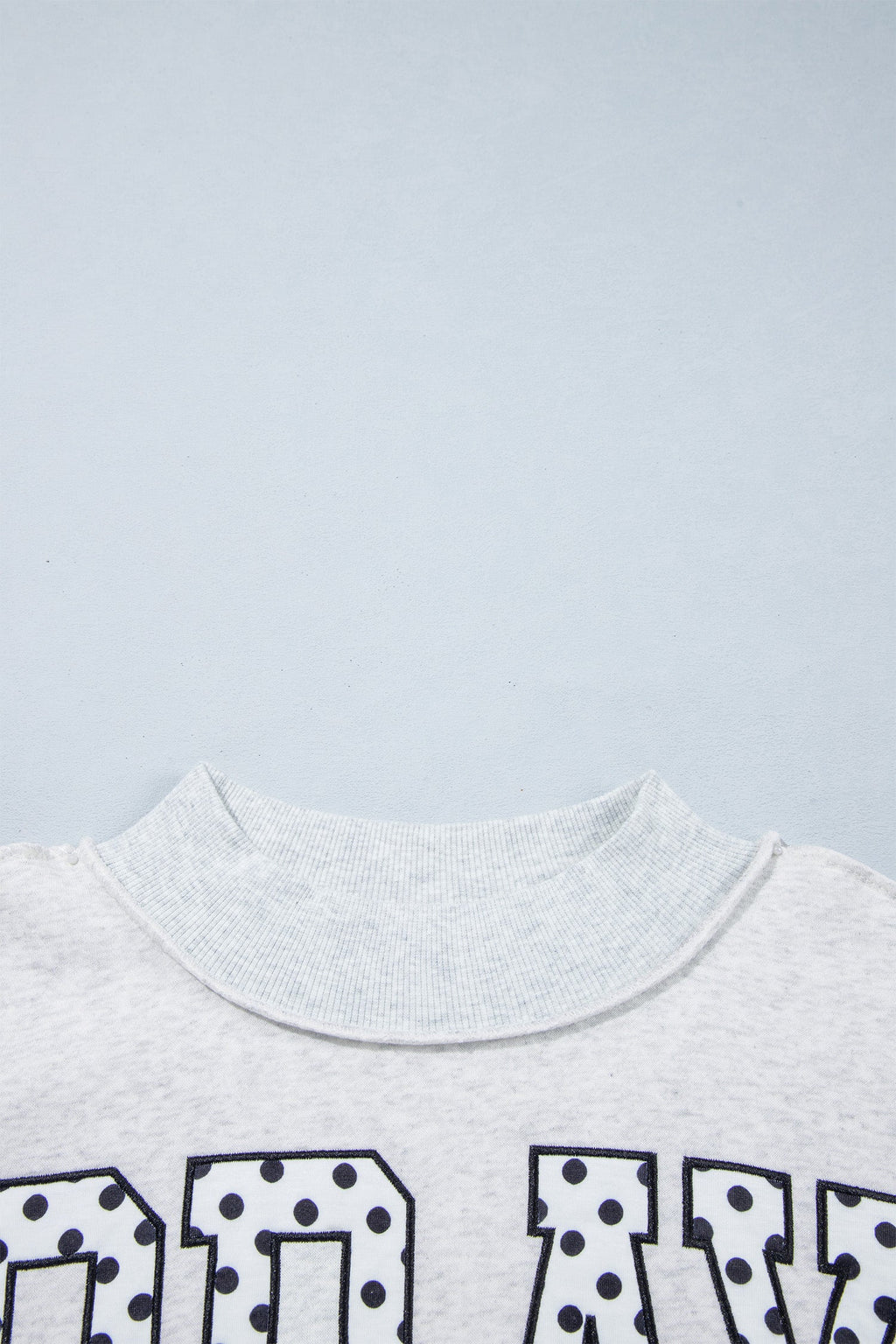 Gray PRAY Polka Dot Embroidered Mock Neck Sweatshirt