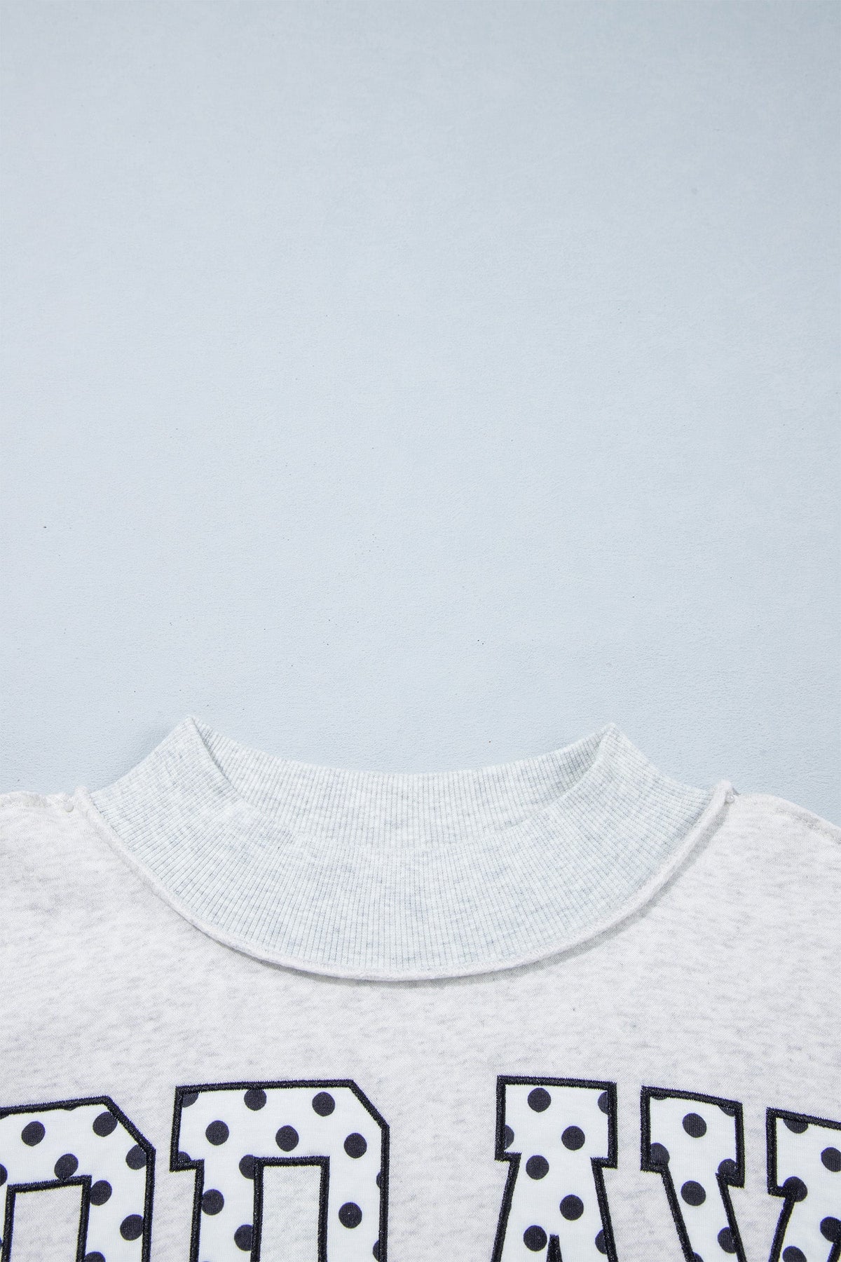 Gray PRAY Polka Dot Embroidered Mock Neck Sweatshirt