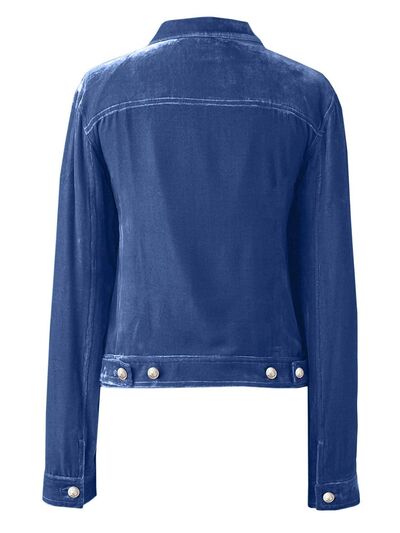 Women's Casual Velvet Button-Up Long Sleeve Jacket