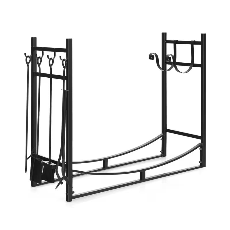 36-Inch Fireplace Log Holder with Handles and Shovel