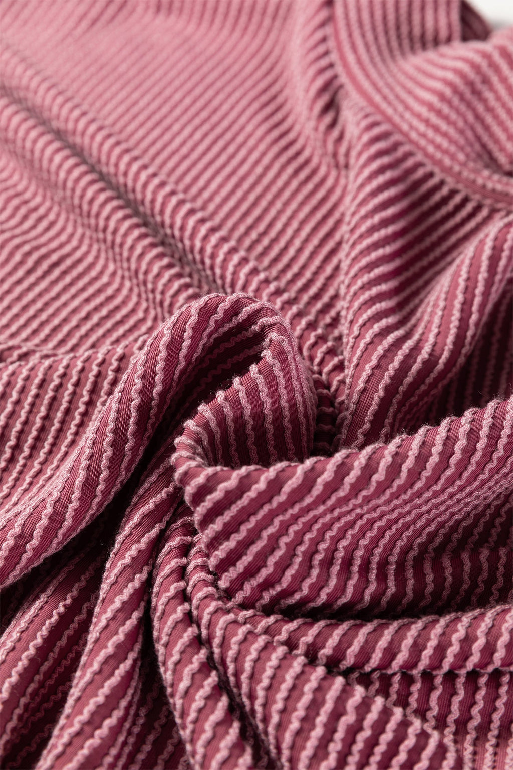 Dark Grey Twisted Ribbed High Neck Tee & Wide Leg Pant Set