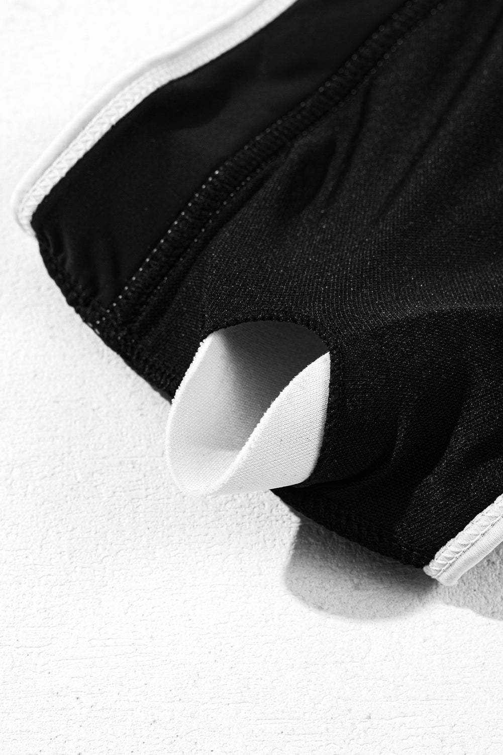 Black Contrast Trim U Neck High Waist Bikini Set