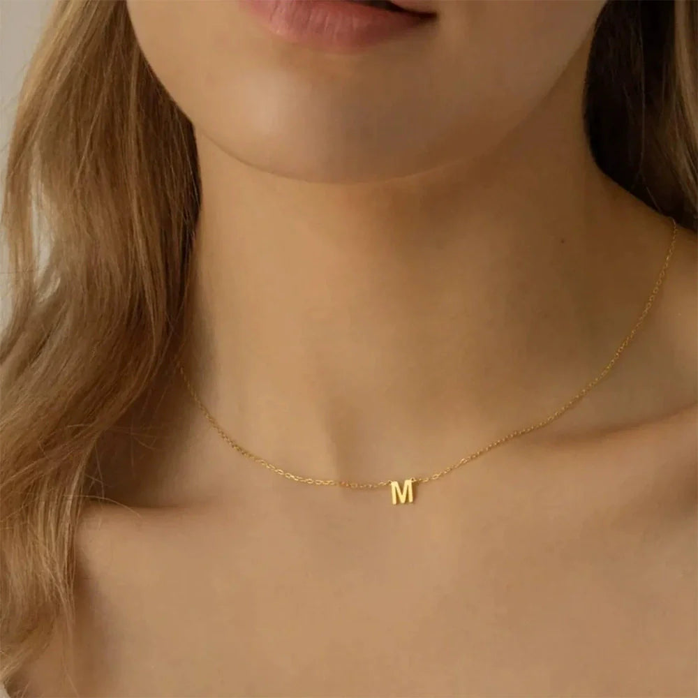 Dainty Gold Initial Letter Necklace – Minimalist Personalized Jewelry